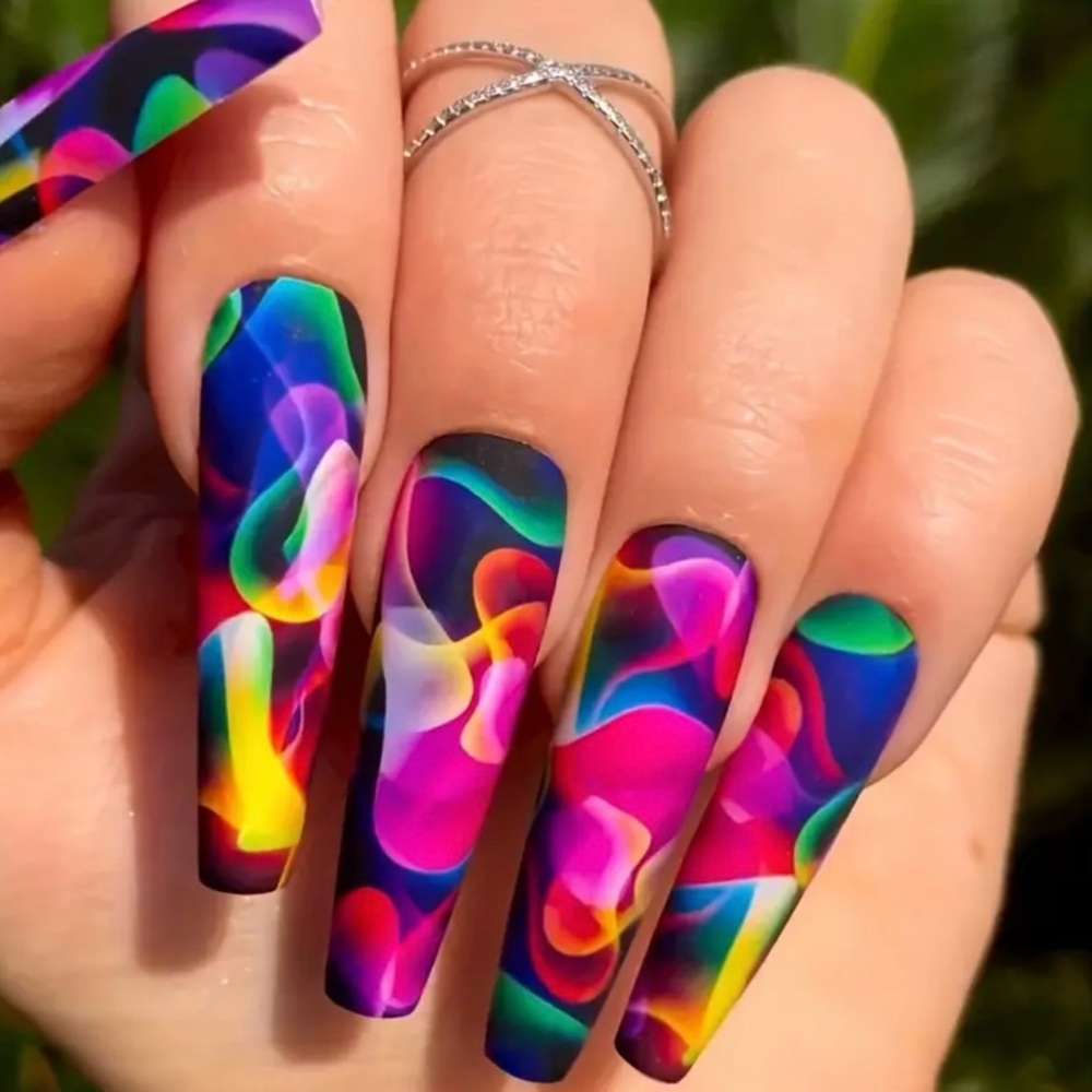 Press-On Nails, NIB, Pink, Purple, Green & Yellow